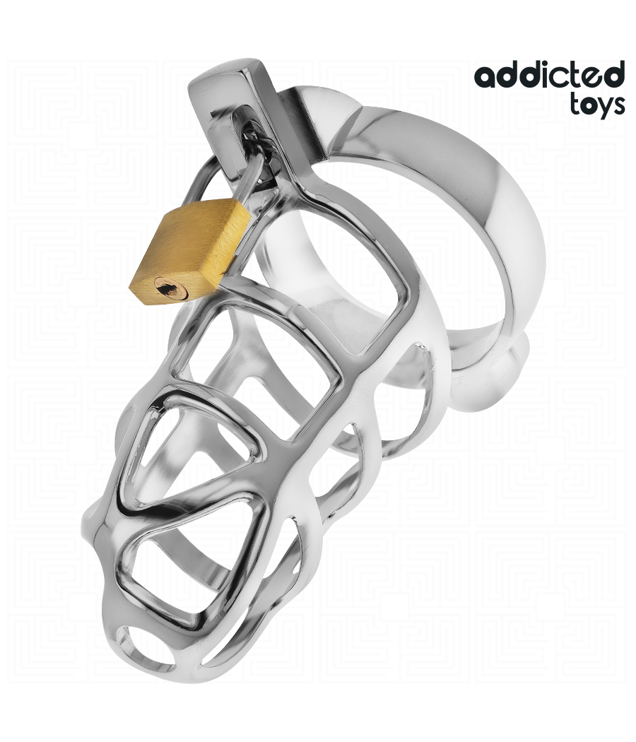 ADDICTED TOYS LOCKED - GABBIA PER PENE CON SERRATURA IN ARGENTO TAGLIA M