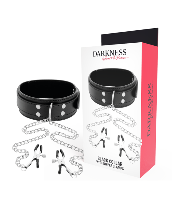 DARKNESS - HALSBAND MIT NIPPELKLAMMERN SCHWARZ