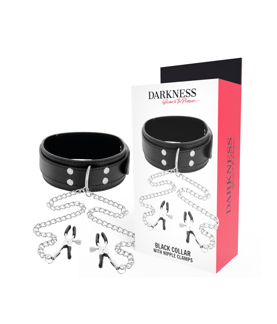 DARKNESS - HALSBAND MIT NIPPELKLAMMERN SCHWARZ