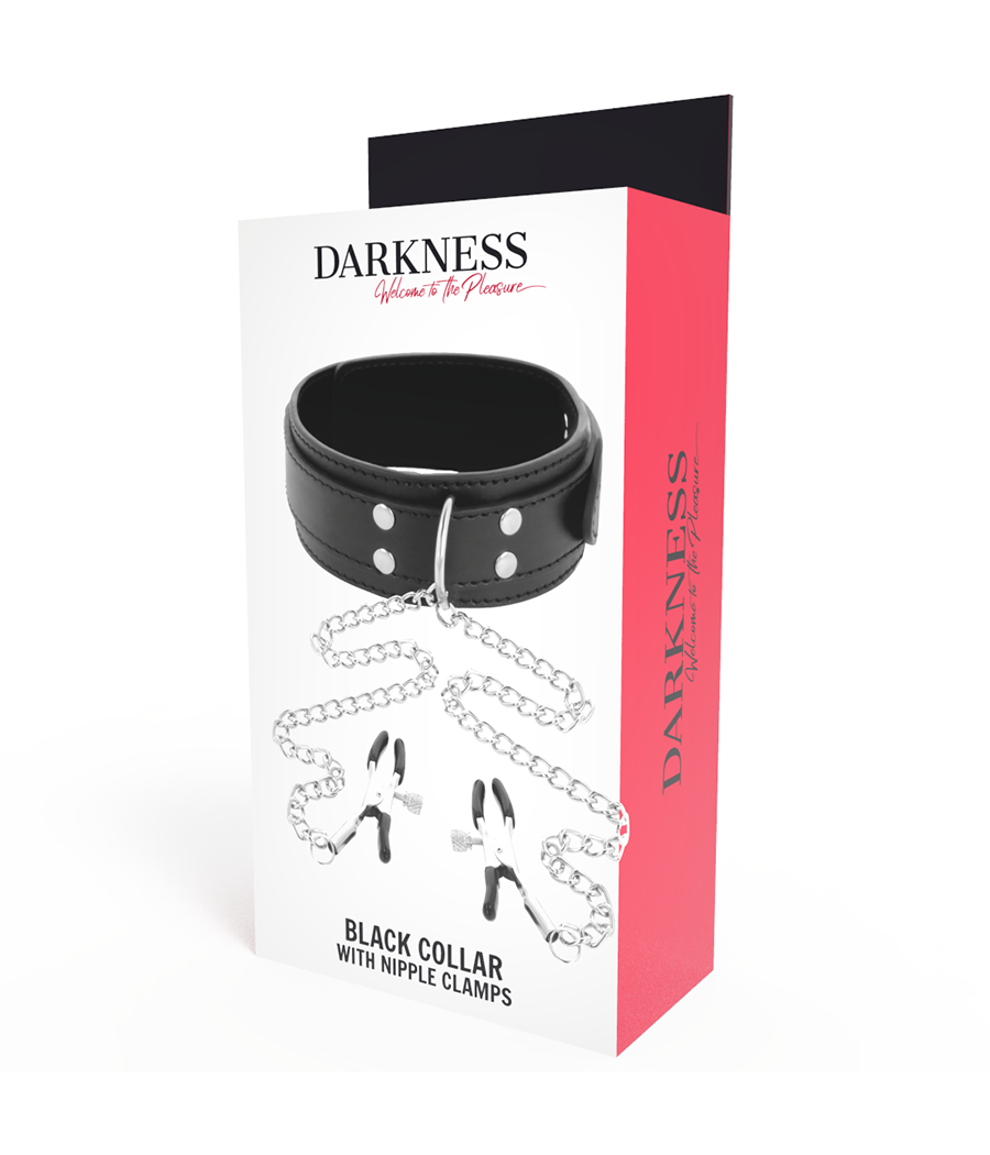 DARKNESS - COLLAR WITH NIPPLE CLAMPS BLACK