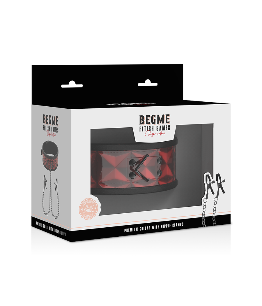 BEGME - RED EDITION COLLAR WITH NIPPLE CLAMPS WITH NEOPRENE LINING