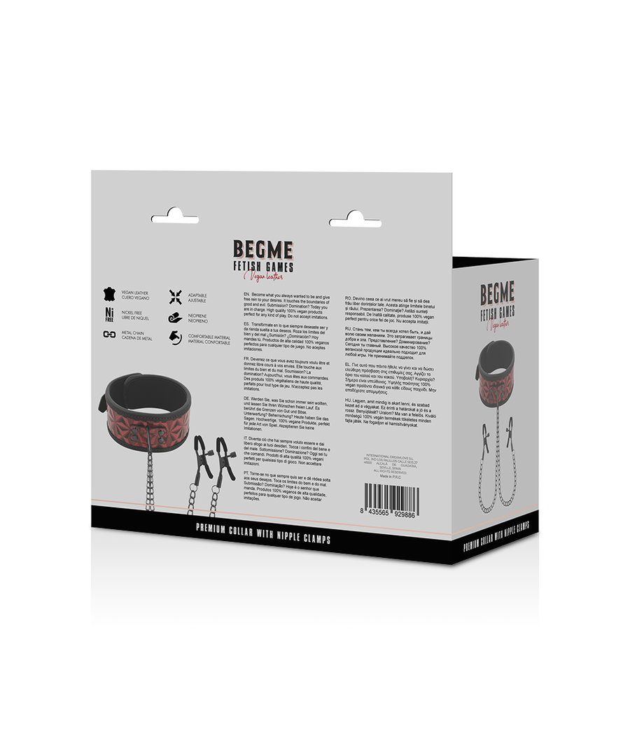 BEGME - RED EDITION HALSBAND MIT NIPPELKLEMMEN MIT NEOPRENFUTTER