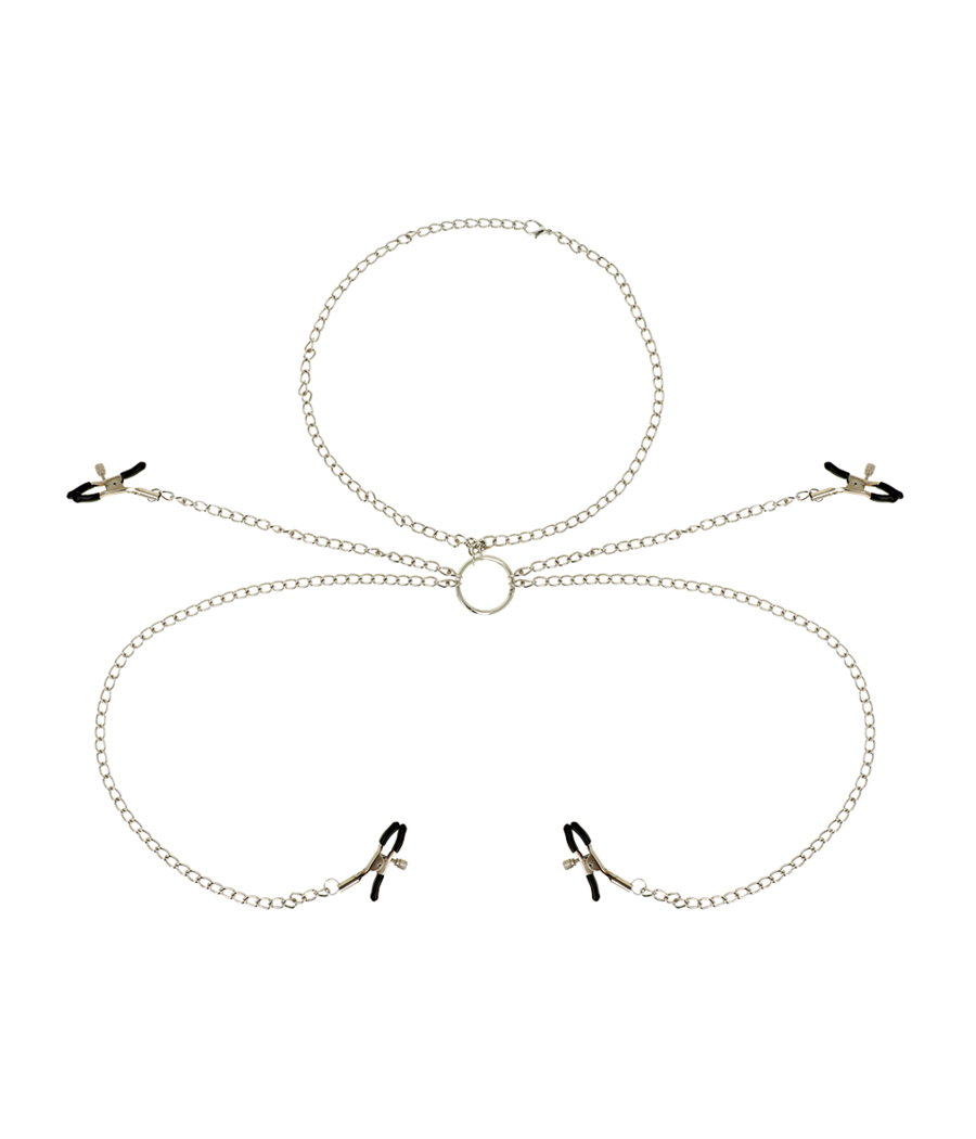 OHMAMA FETISH 4 PINCES À TÉTONS AVEC COLLIER CHAÎNE