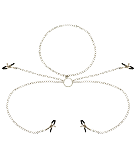 OHMAMA FETISH - 4 PINZAS PEZONES CON COLLAR DE CADENAS