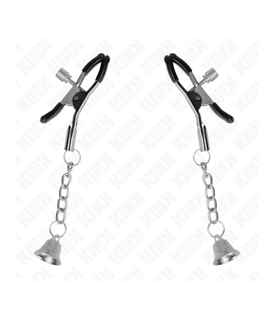 KINK - PINZAS PARA PEZONES CON COLGANTE DE CAMPANA PLATEADO 6 CM