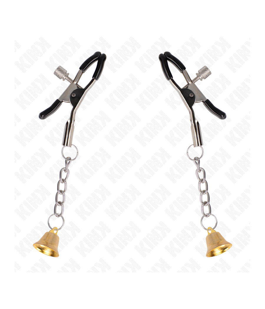 KINK - PINZAS PARA PEZONES CON COLGANTE DE CAMPANA DORADO 6 CM