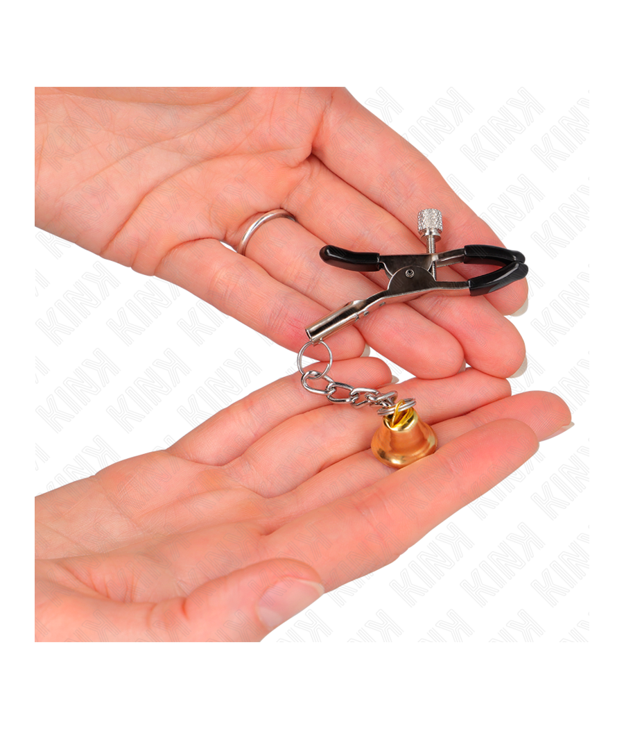 KINK - PINZAS PARA PEZONES CON COLGANTE DE CAMPANA DORADO 6 CM
