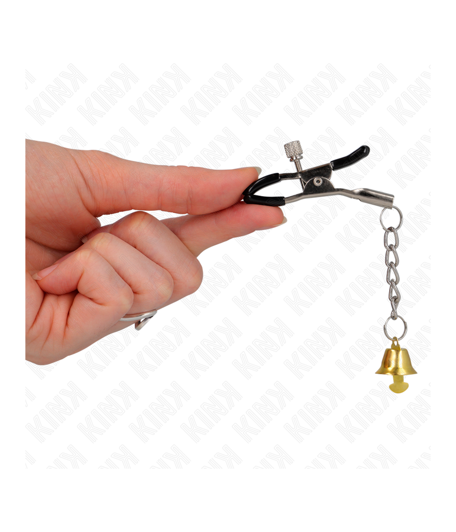 KINK - PINZAS PARA PEZONES CON COLGANTE DE CAMPANA DORADO 6 CM