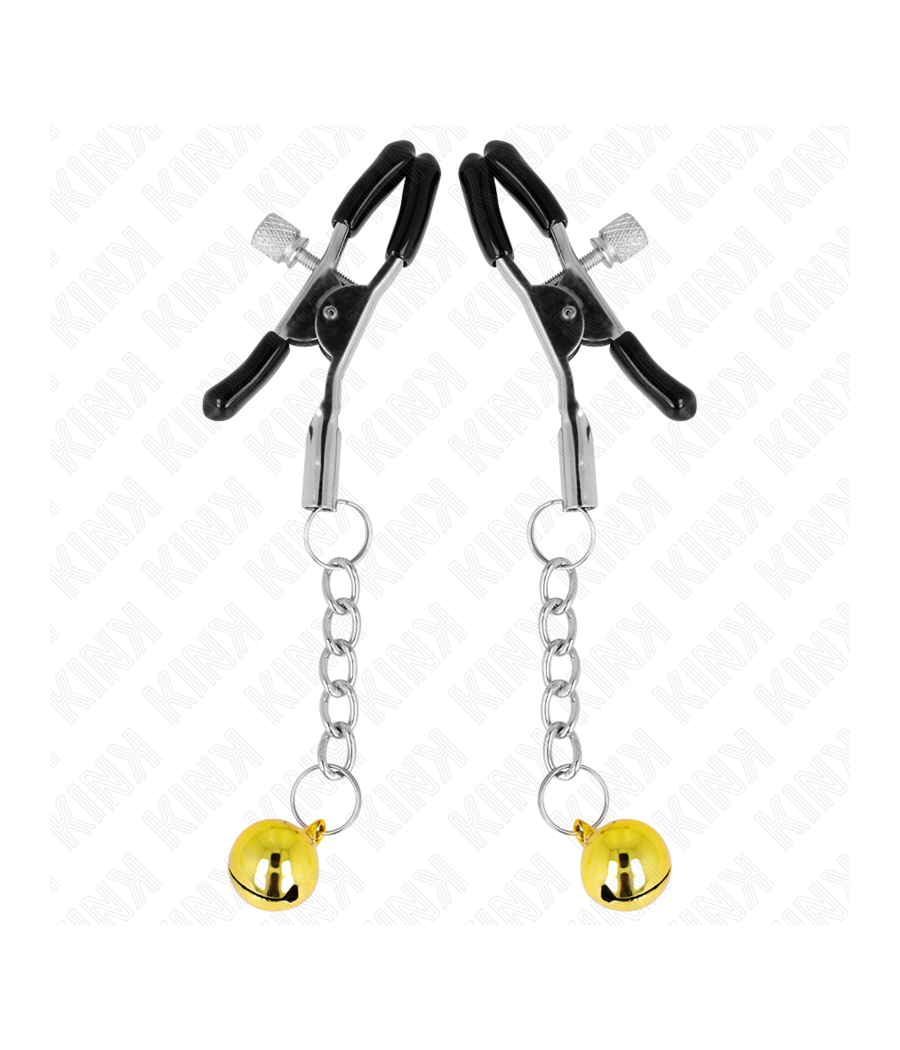 KINK - GOLD JINGLE BELL PENDANT NIPPLE CLAMPS 6 CM
