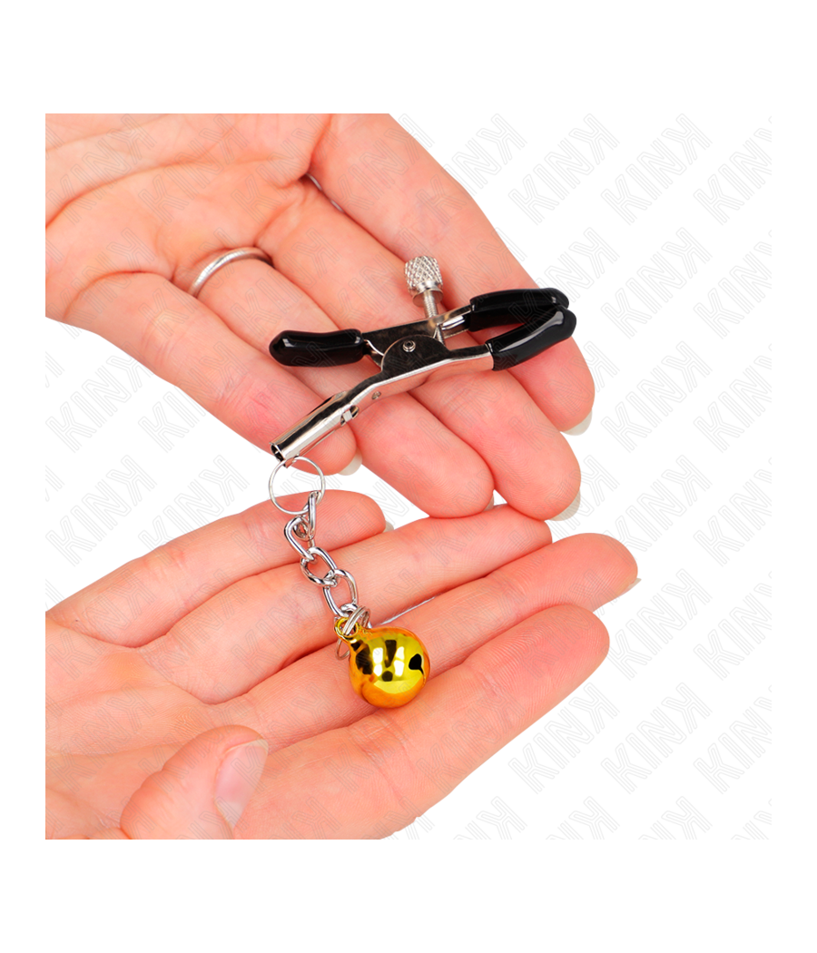 KINK - MORSETTI PER CAPEZZOLI CON PENDENTE JINGLE BELL ORO 6 CM