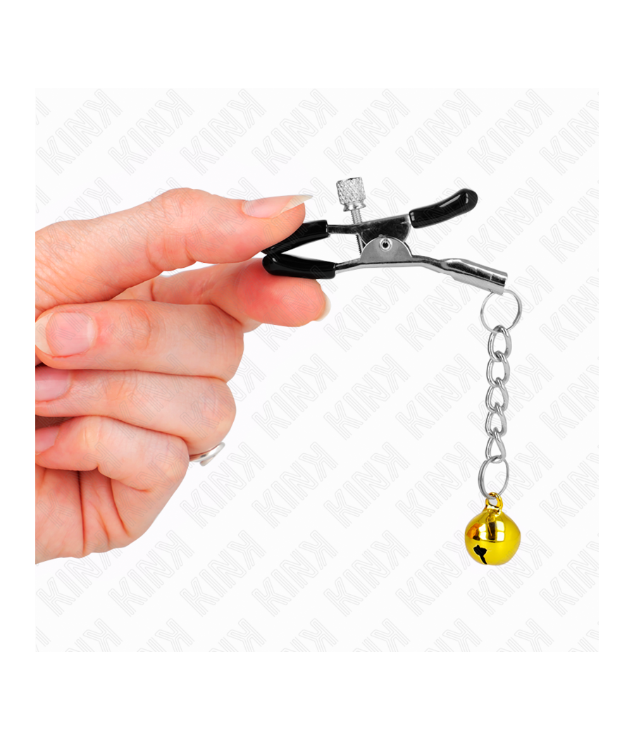 KINK - MORSETTI PER CAPEZZOLI CON PENDENTE JINGLE BELL ORO 6 CM