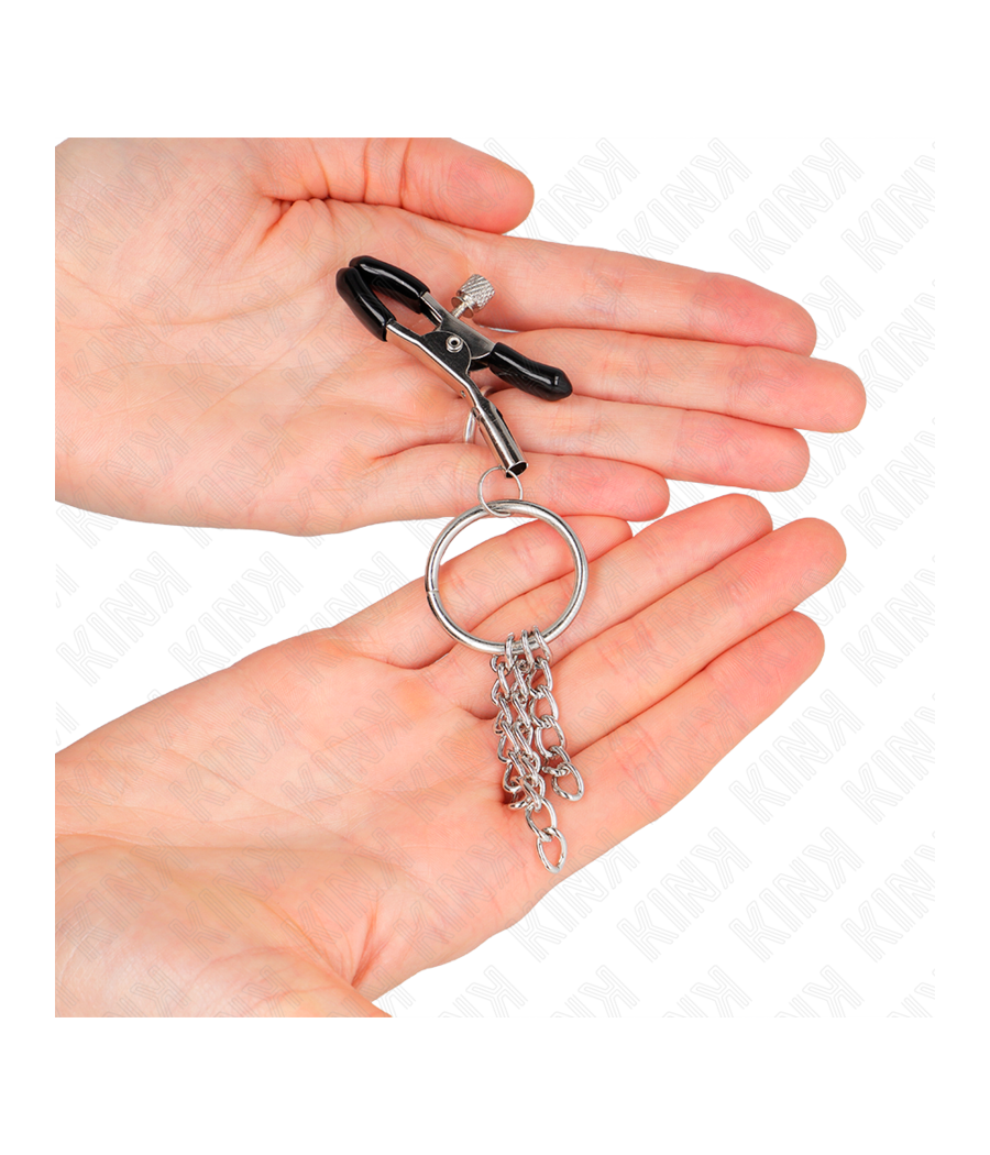 KINK - PINZAS PARA PEZONES CON ARO Y PEQUEÑAS CADENAS PLATEADO 6 CM