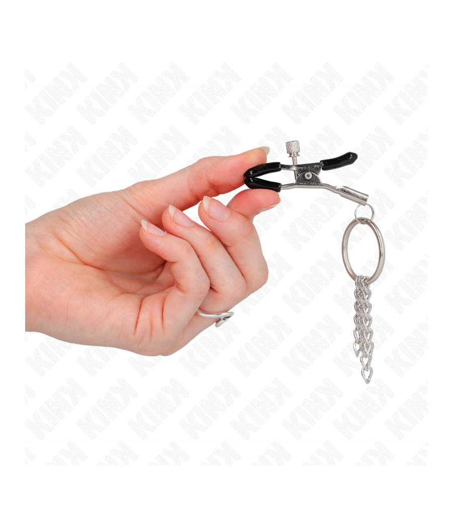 KINK - O RING NIPPLE CLAMP AND LITTLE CHAIN SILVER 6 CM