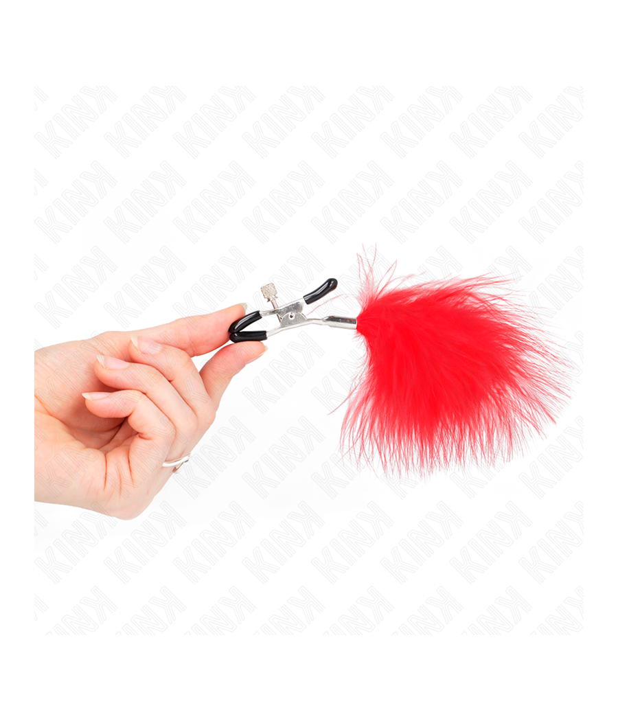 KINK - PINZAS PARA PEZONES CON PLUMA ROJO 7 CM