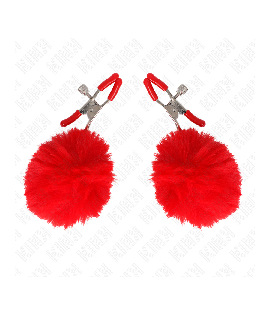 KINK - KUNSTFELLBALL-NIPPELKLAMMER ROT 6 CM