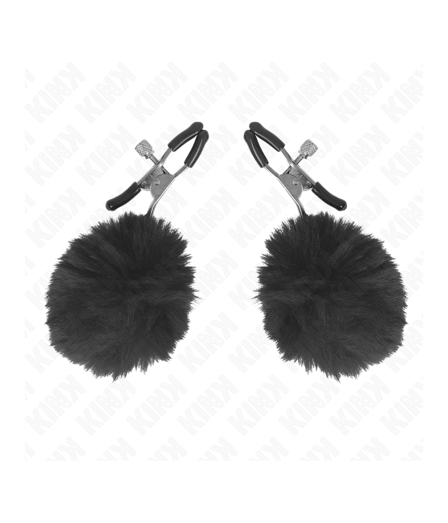 KINK - MORSETTO PER CAPEZZOLI CON SFERA IN ECOPELLICCIA NERA 6 CM