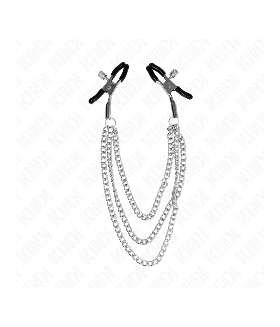 KINK - PINZAS PARA PEZONES CON TRIPLE CADENA PLATEADO 20/23/28 CM