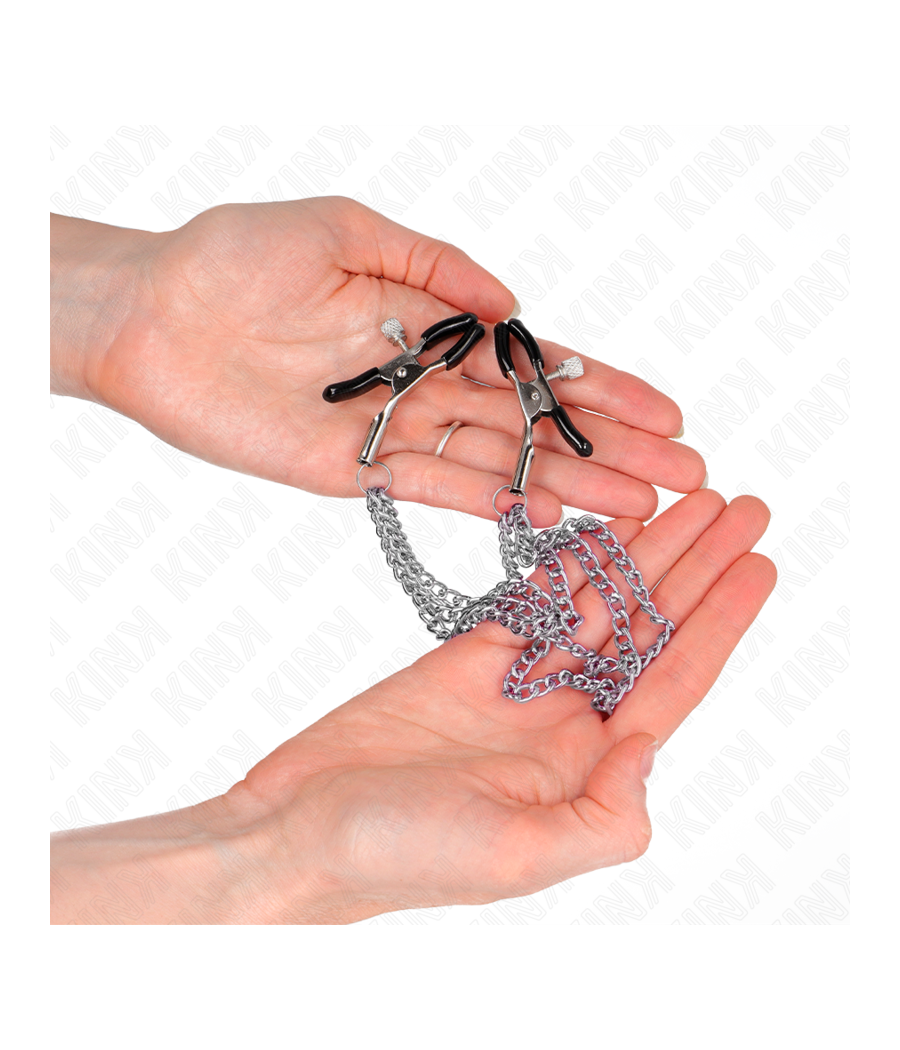 KINK - PINZAS PARA PEZONES CON TRIPLE CADENA PLATEADO 20/23/28 CM