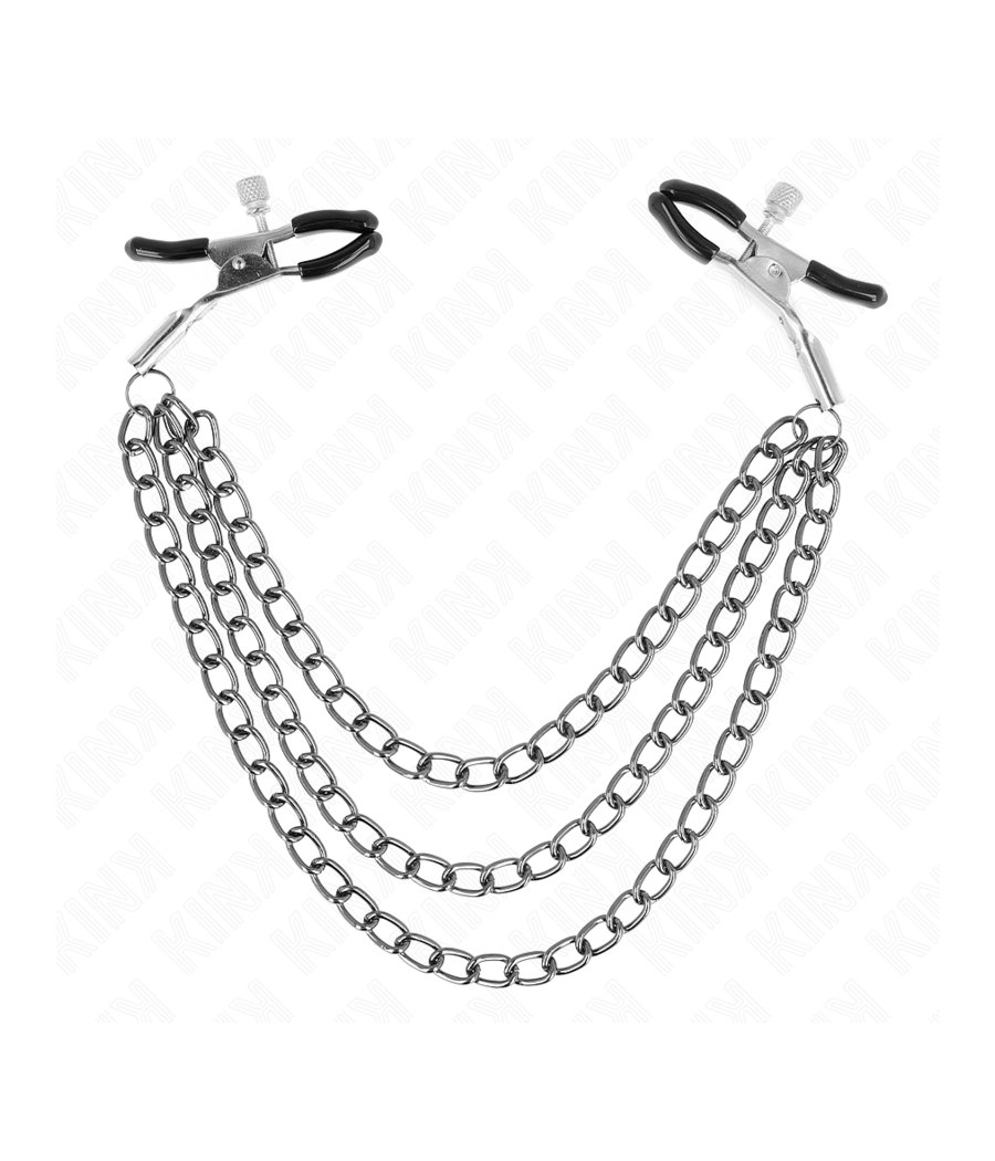 KINK - PINZAS PARA PEZONES CON TRIPLE CADENA NEGRO 20/23/28 CM