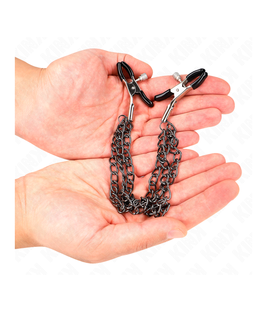 KINK - PINZAS PARA PEZONES CON TRIPLE CADENA NEGRO 20/23/28 CM