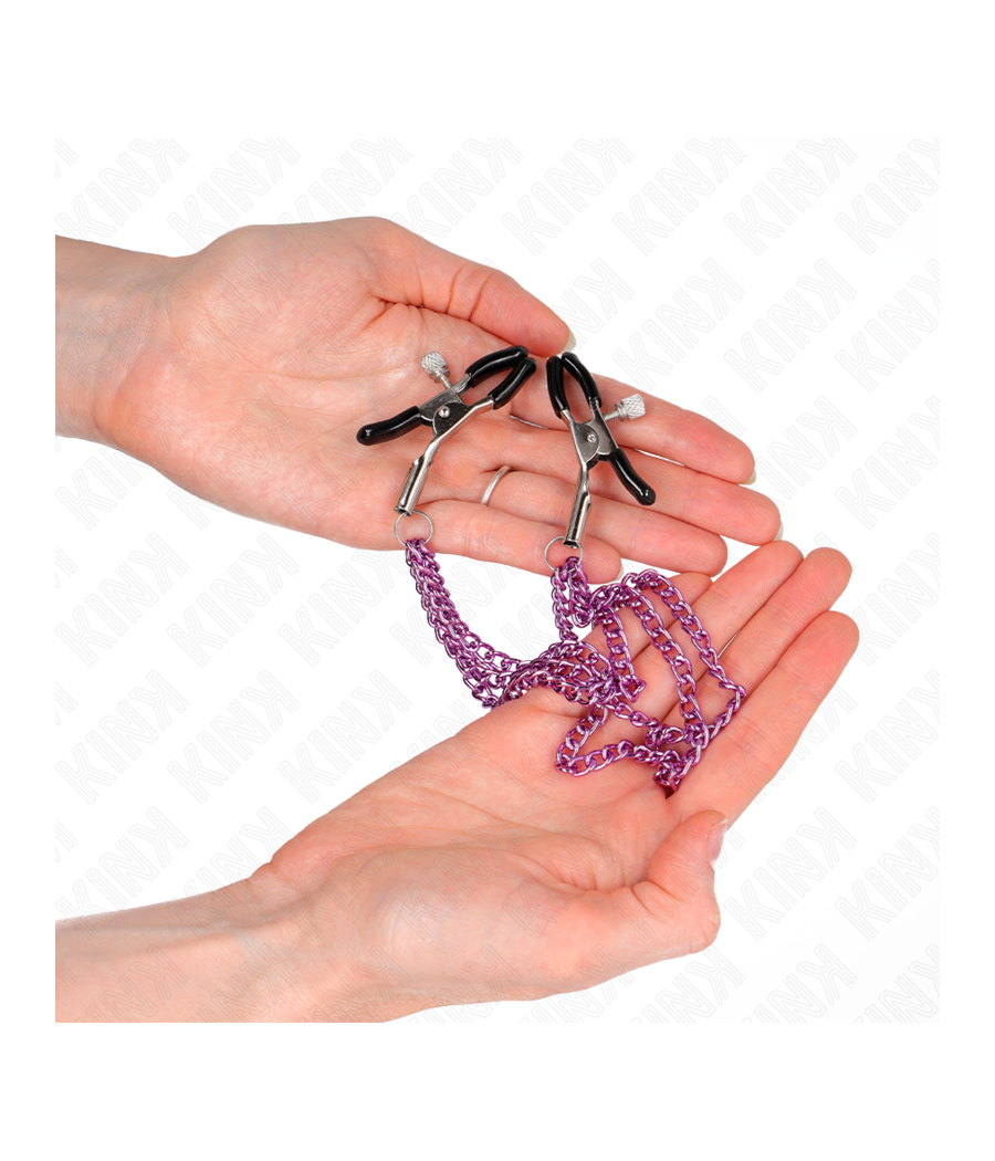 KINK - PINÇAS PARA BICOS COM 3 CORRENTES ROXO 20/23/28 CM