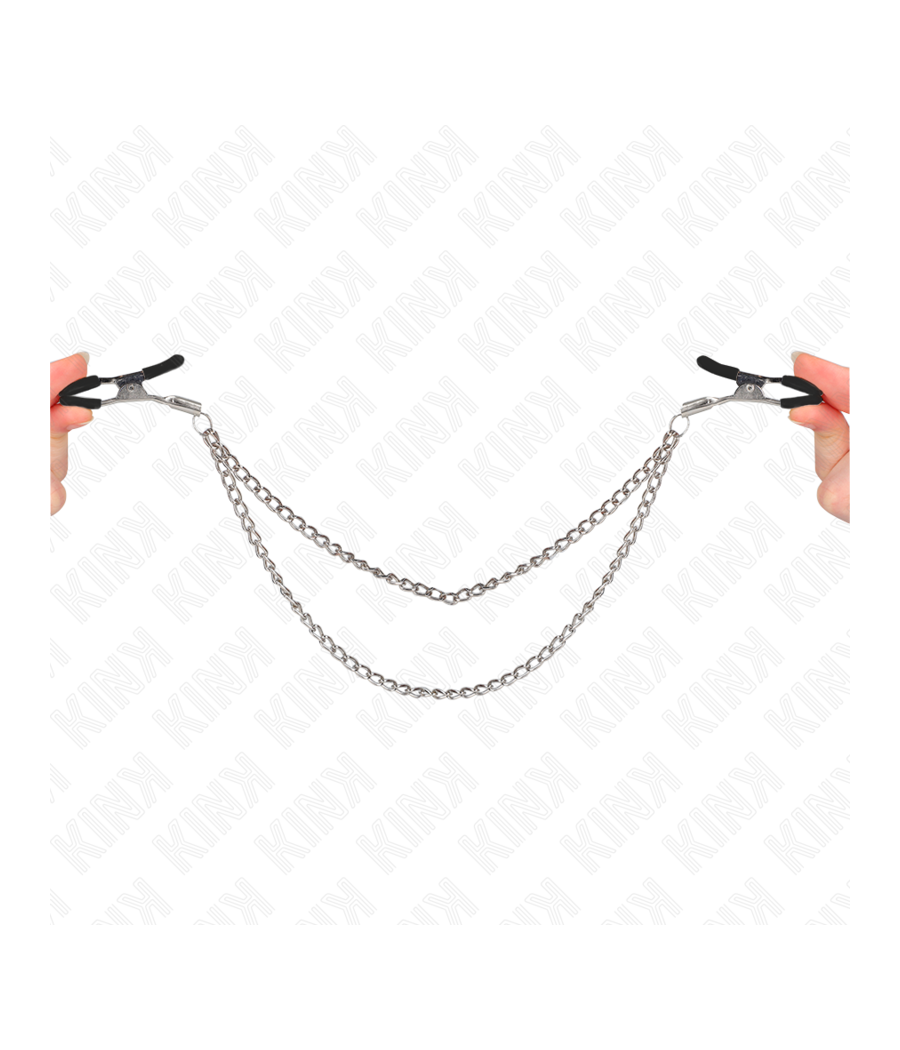 KINK - NIPPELKLEMMEN MIT 2 DICKEN KETTEN SILBER 20/23 CM
