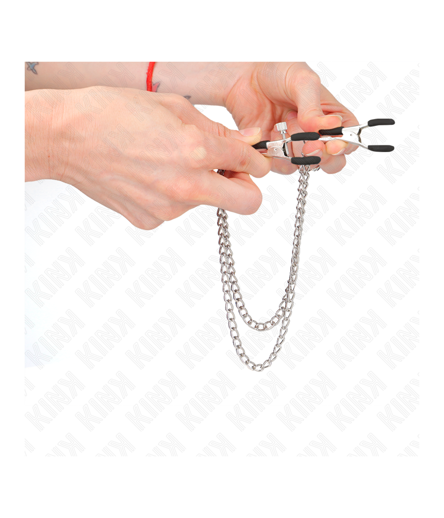 KINK - NIPPELKLEMMEN MIT 2 DICKEN KETTEN SILBER 20/23 CM