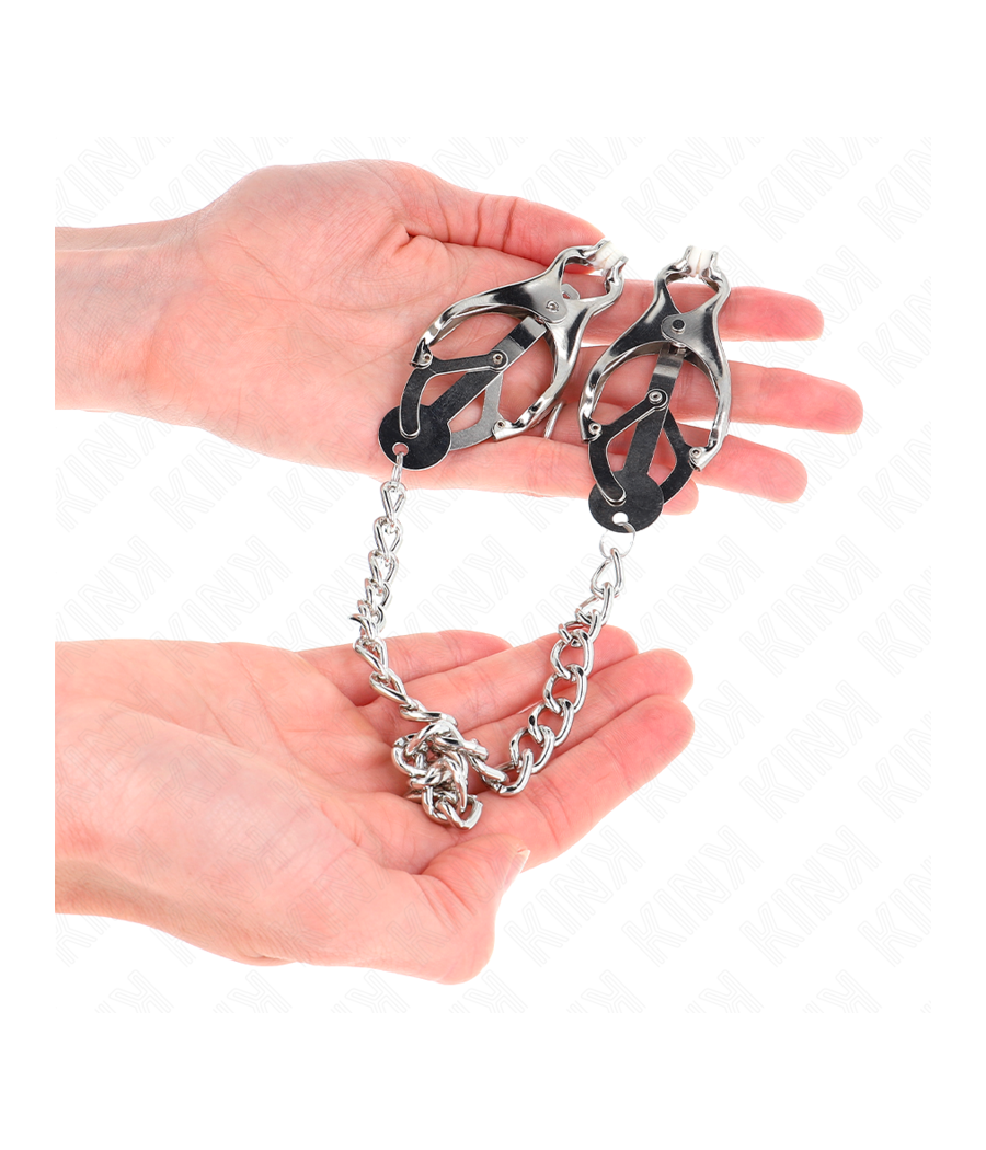 KINK - PINÇAS DE TREVO JAPONÊS COM CORRENTE PRATA 30 CM