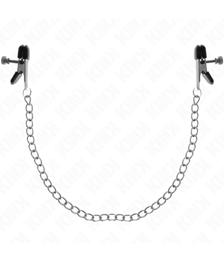 KINK - PINZAS PARA PEZONES PLANAS NEGRO CON CADENA PLATEADO 34 CM
