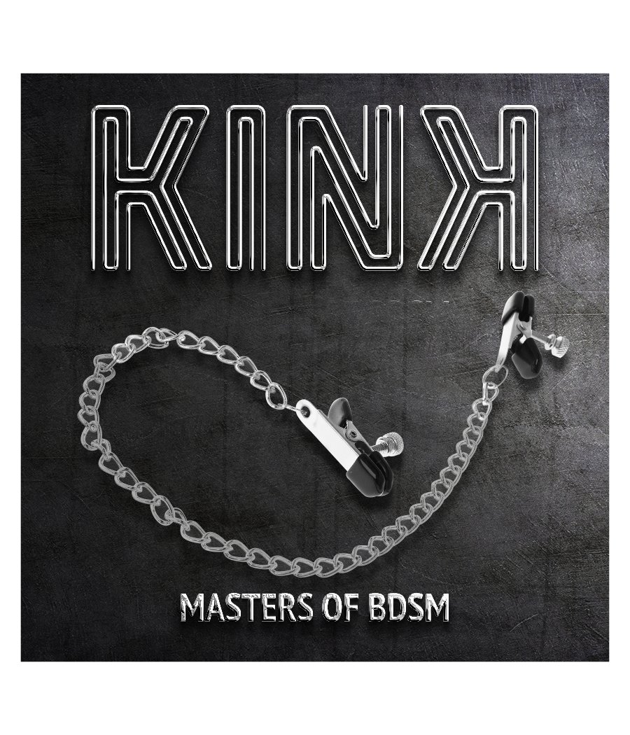 KINK - PINZAS PARA PEZONES PLANAS NEGRO CON CADENA PLATEADO 34 CM