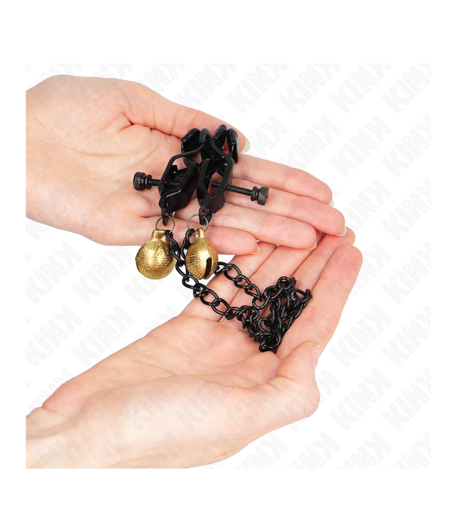 KINK - FLACHE KETTE NIPPELKLEMMEN UND GLOCKE SILBER 30 CM