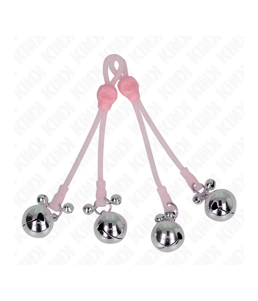 KINK - PINZE PER CAPEZZOLI TESCHIO LUMINOSO CON ANELLO CAMPANELLI REGOLABILI ROSA/ARGENTO