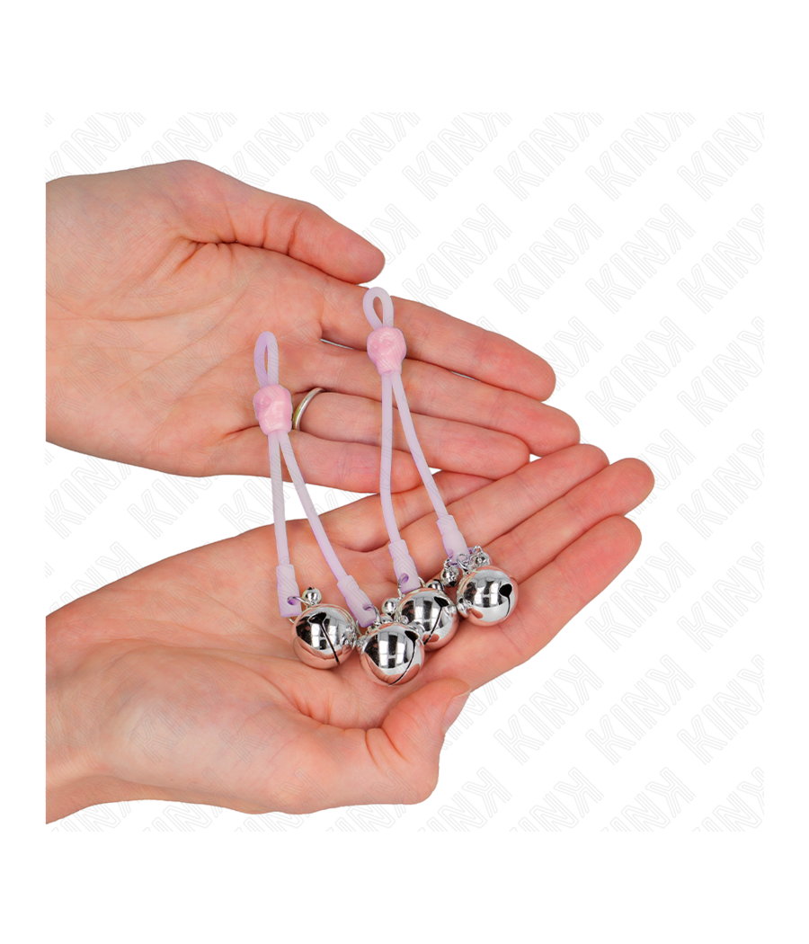 KINK - PINZAS PARA PEZONES LUMINOSAS FORMA CALABERA CON CASCABEL SONORO AJUSTABLE ROSA / PLATEADO