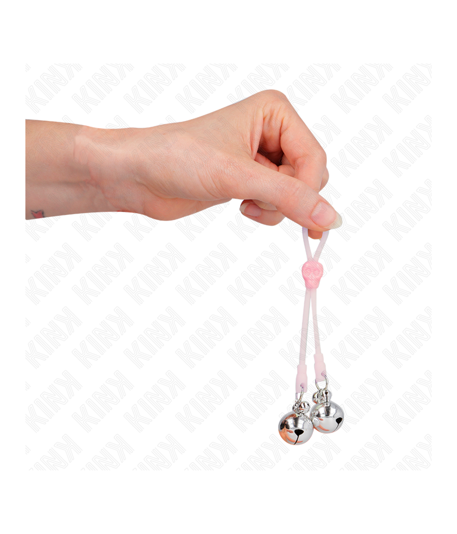 KINK - PINZAS PARA PEZONES LUMINOSAS FORMA CALABERA CON CASCABEL SONORO AJUSTABLE ROSA / PLATEADO
