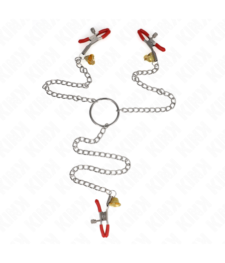 KINK - MORSETTI PER CAPEZZOLI TRIPLI E CLIT ROSSO CON CATENA 30 CM