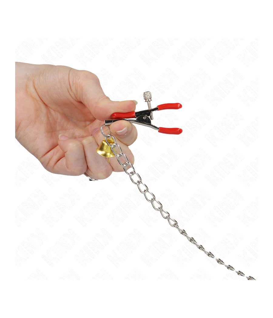 KINK - BELL 3-FACH NIPPEL- UND KLITORISKLEMMEN ROT MIT KETTE 30 CM