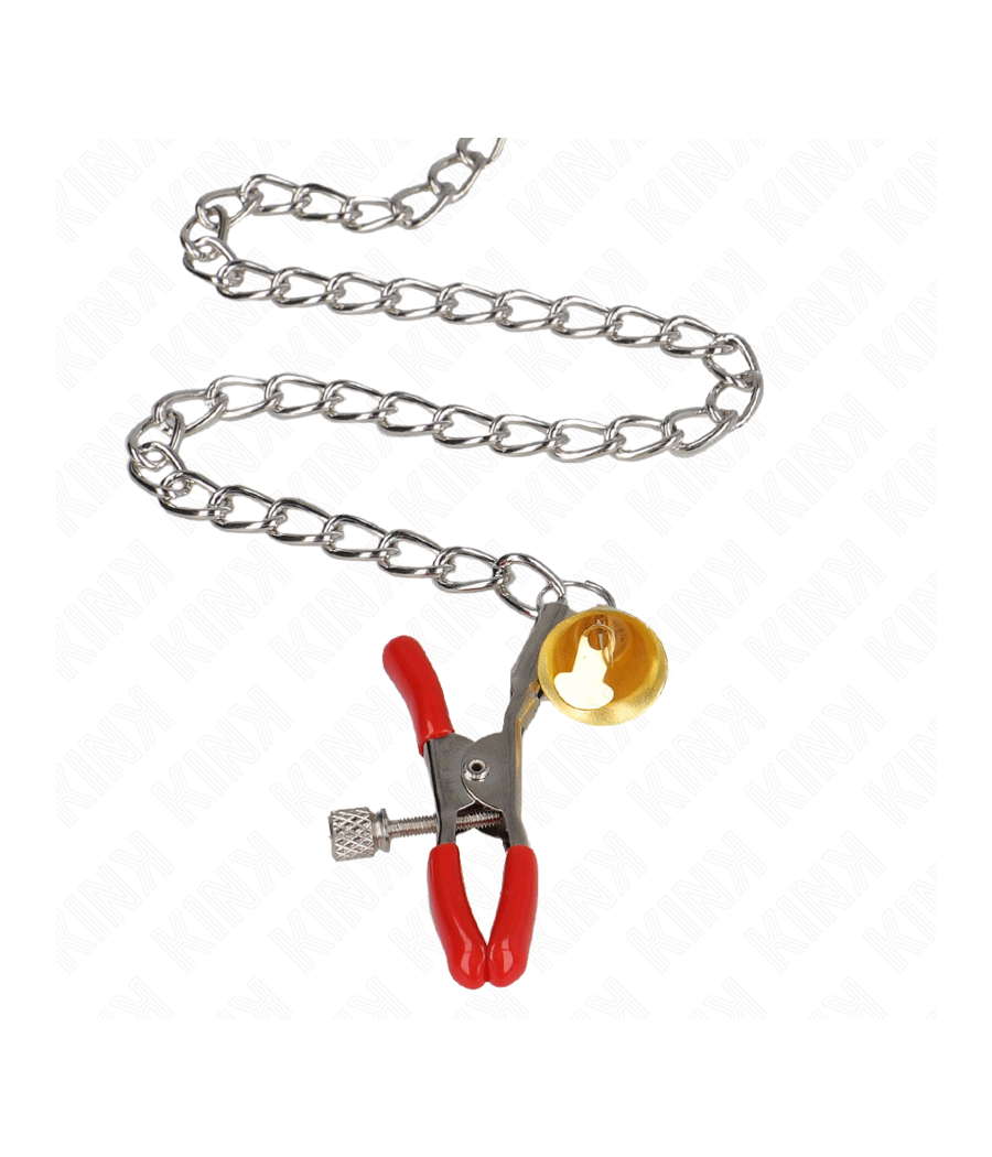 KINK - PINCES À TAMELON ET CLITO BELL TRIPLE ROUGE AVEC CHAINE 30 CM