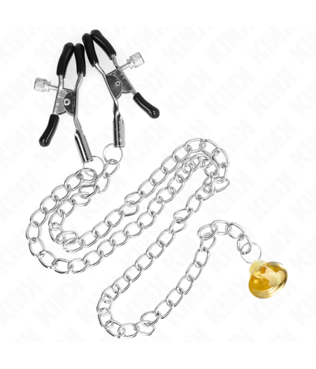 KINK - PINZAS PARA PEZONES CON CAMPANA CASCABEL DORADO Y CADENA 30 CM