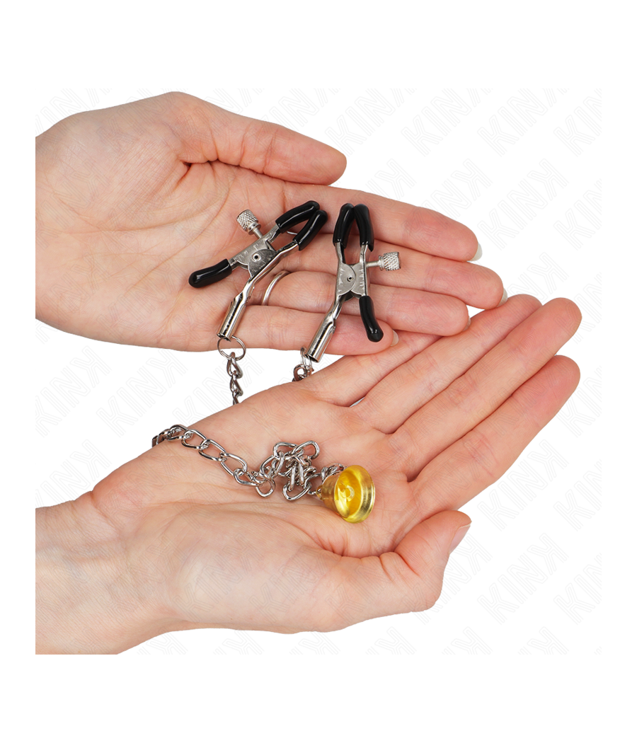 KINK - PINZE PER CAPEZZOLI A CATENA CON PENDENTE IN CORNO 30 CM