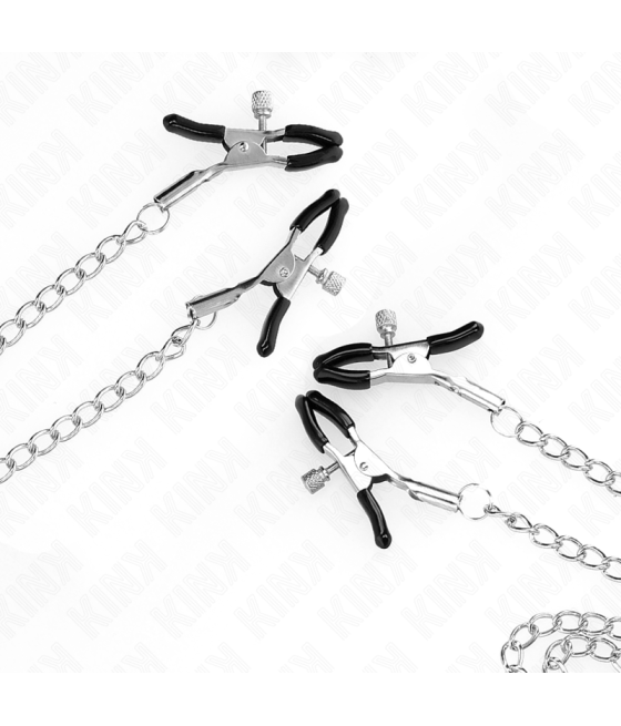 KINK - 4 PINÇAS DE BICO E CLITÓRIS AJUSTÁVEIS PRATA