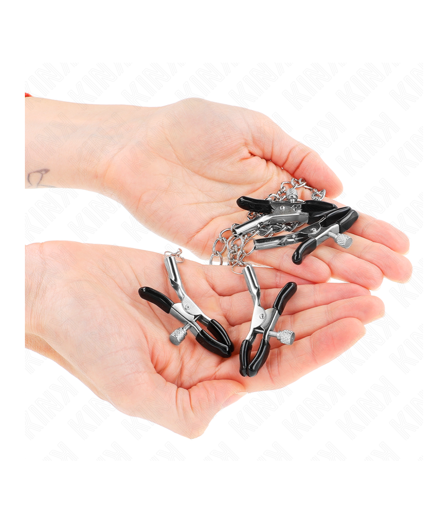 KINK - PINZAS PARA PEZONES Y CLÍTORIS 4 ENGANCHES AJUSTABLE PLATEADO