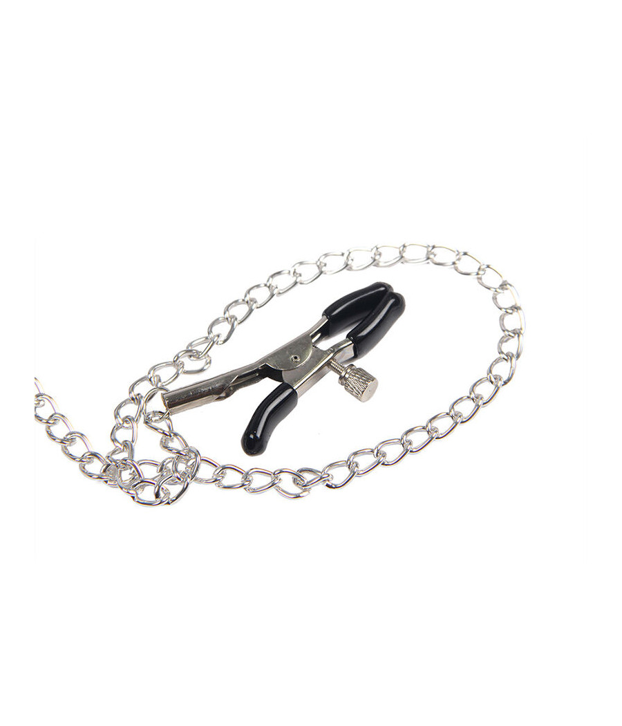 SUBBLIME - 953720 PINZAS PARA EL PECHO CON CORREA DE CUERO BONDAGE NEGRO TALLA ÚNICA