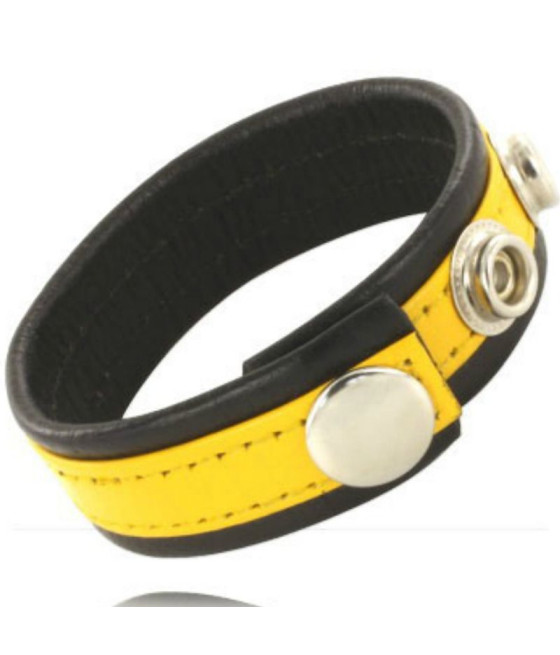 LEATHER BODY - SANGLE EN CUIR RÉGLABLE PÉNIS JAUNE-NOIR