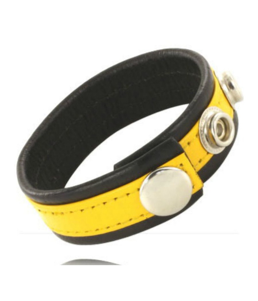LEATHER BODY - ADJUSTABLE LEATHER STRAP PENIS YELLOW-BLACK