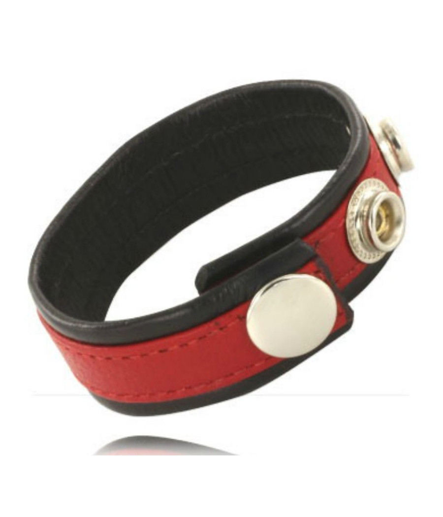 LEATHER BODY - CINTA DE COURO AJUSTVEL PARA PÊNIS VERMELHO-PRETO