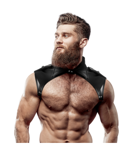 FETISH SUBMISSIVE ATTITUDE - IMBRACATURA PER IL COLLO IN ECOPELLE REGOLABILE DA UOMO BRIGADE