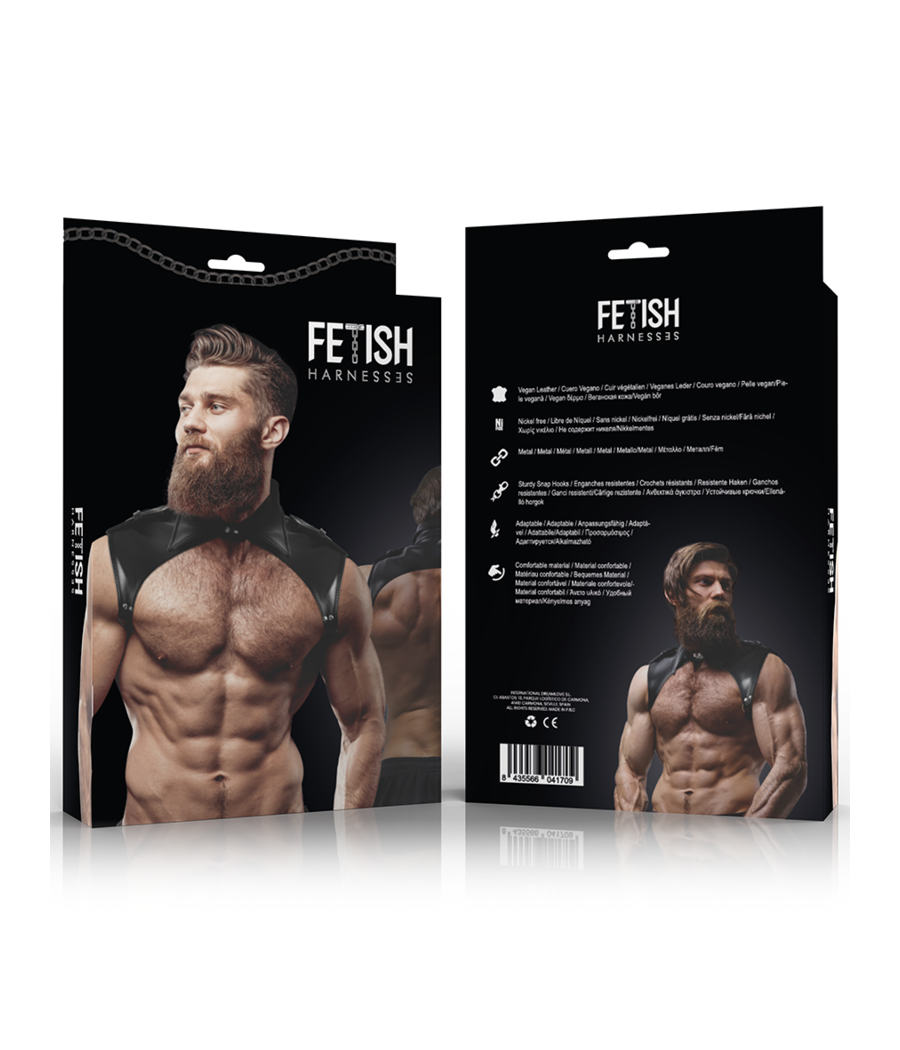 FETISH SUBMISSIVE ATTITUDE - IMBRACATURA PER IL COLLO IN ECOPELLE REGOLABILE DA UOMO BRIGADE