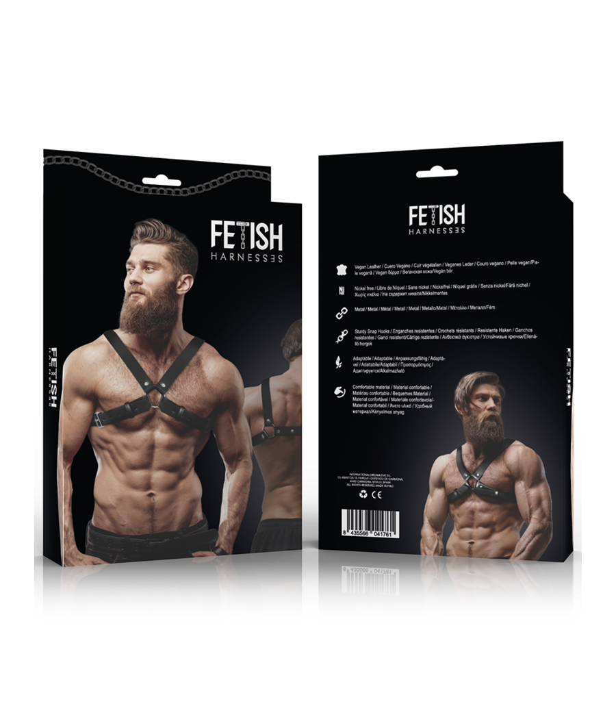 FETISH SUBMISSIVE ATTITUDE - IMBRACATURA REGOLABILE IN ECOPELLE PER UOMO CON INCROCIO PER BULLDOG