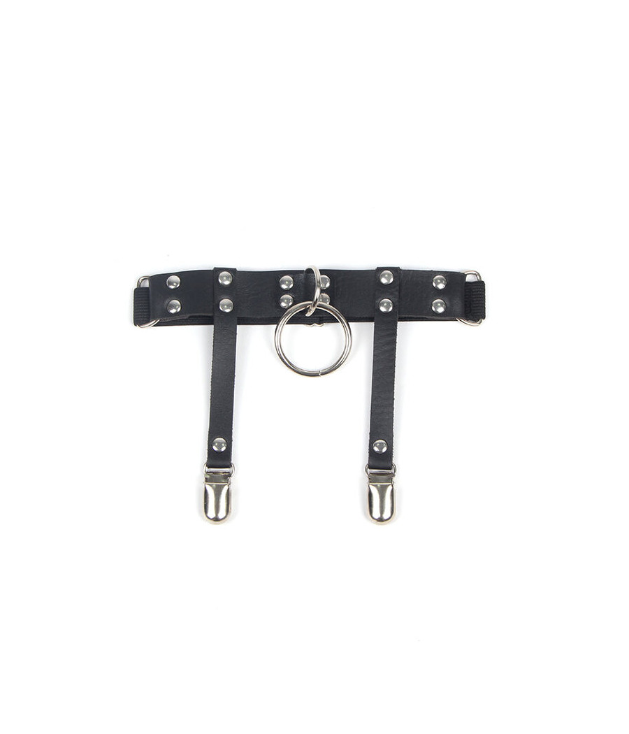 SUBBLIME - 953744 VERSTELLBARES PUNK-STRUMPFHOSE AUS LEDER SCHWARZ EINE GRÖSSE