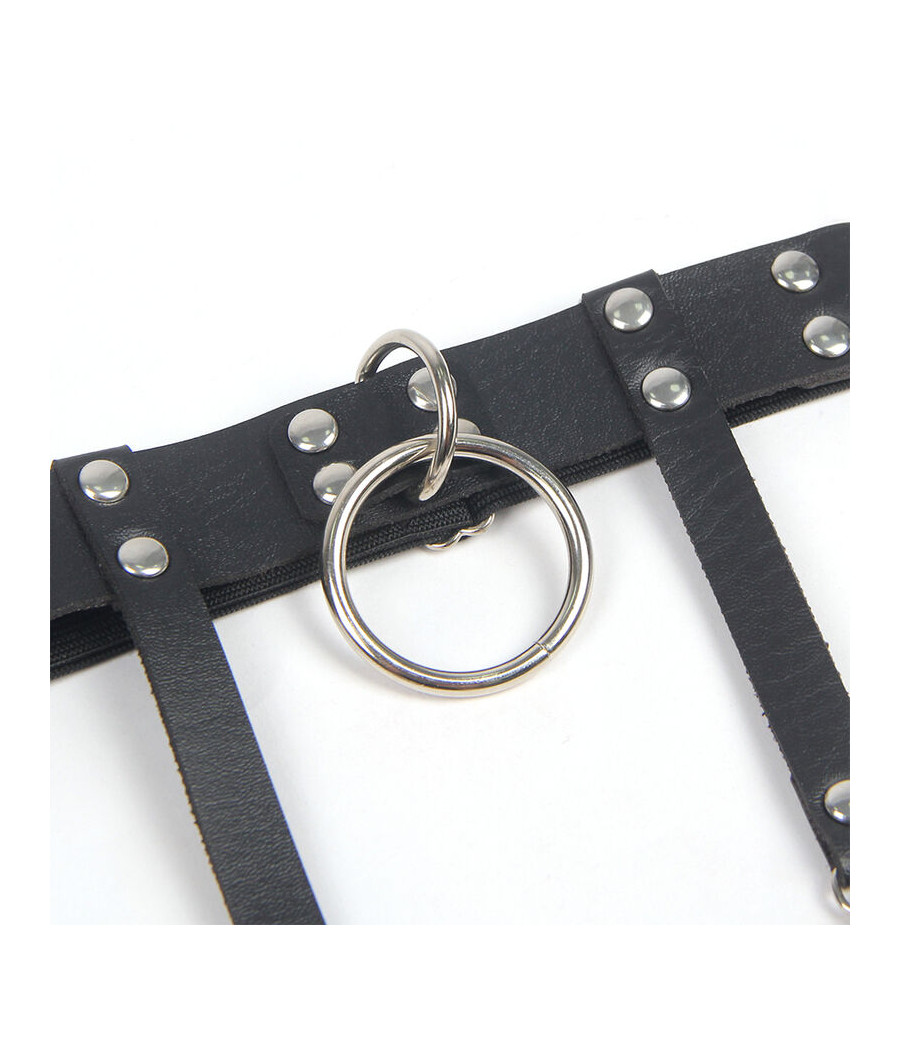 SUBBLIME - 953744 ADJUSTABLE LEATHER PUNK GARTER BLACK ONE SIZE